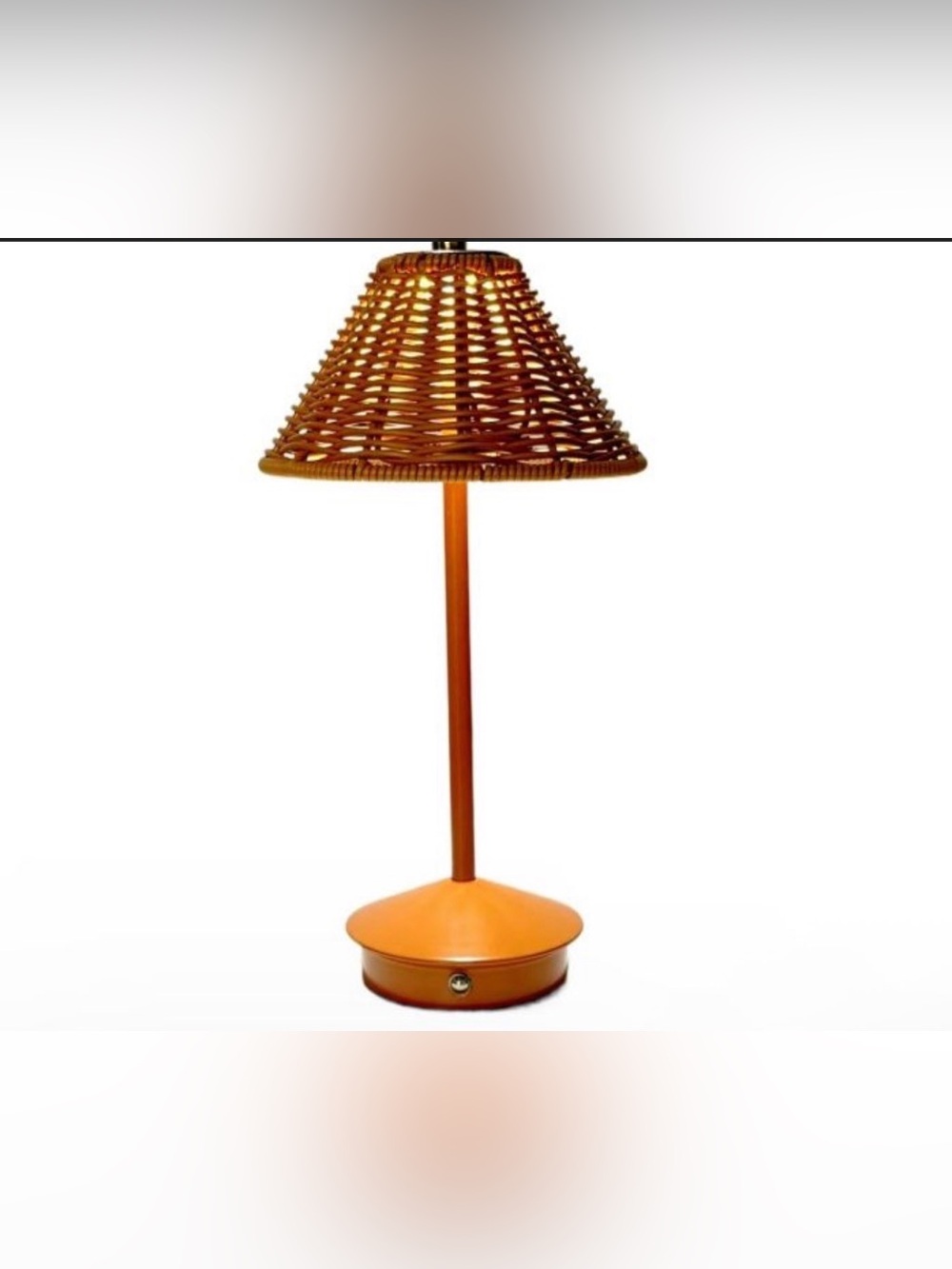 Boho Rattan Table Lamp, Wicker Rechargeable Cordless Desk Lamp 3-Way Dimmable To